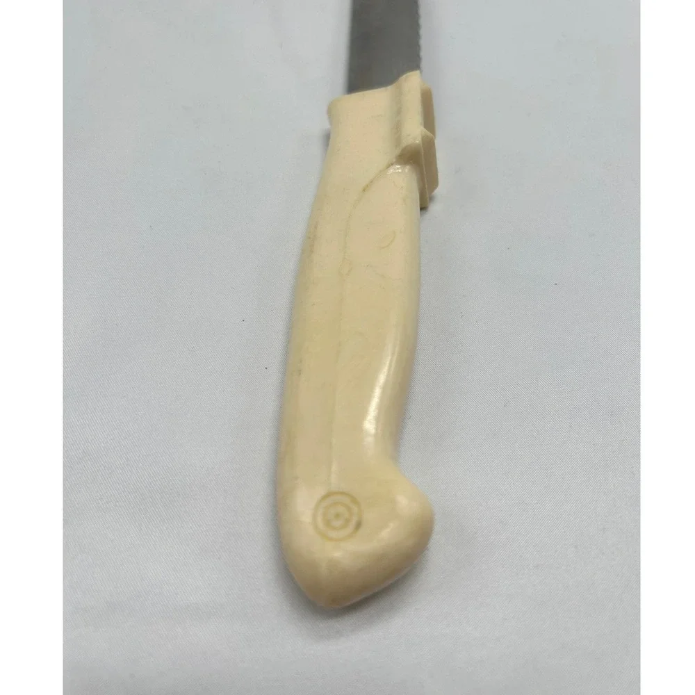 Vintage Magic-Hone Serrated Bread Knife Cream Handle Stainless Steel USA Made‎
